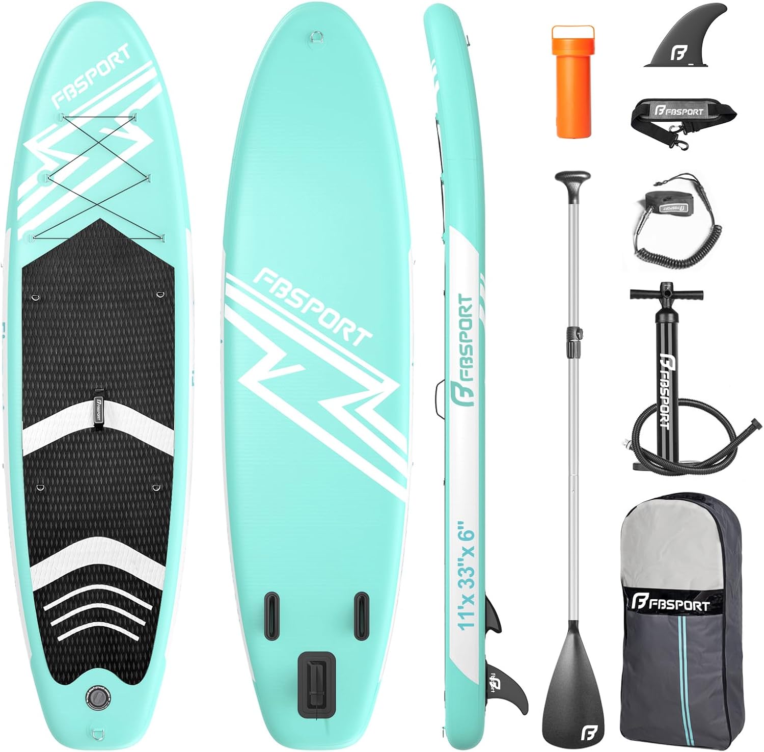 Stand Up Paddle Leash - FBSPORT 11フィート プレミアム スタンドアップパドルボード、ヨガボード。SUP用アクセサリーとキャリーバッグ付き。 | ワイドスタンス、サーフコントロール、滑り止めデッキ、リーシュ、パドル、ポンプ（子供用・大人用）