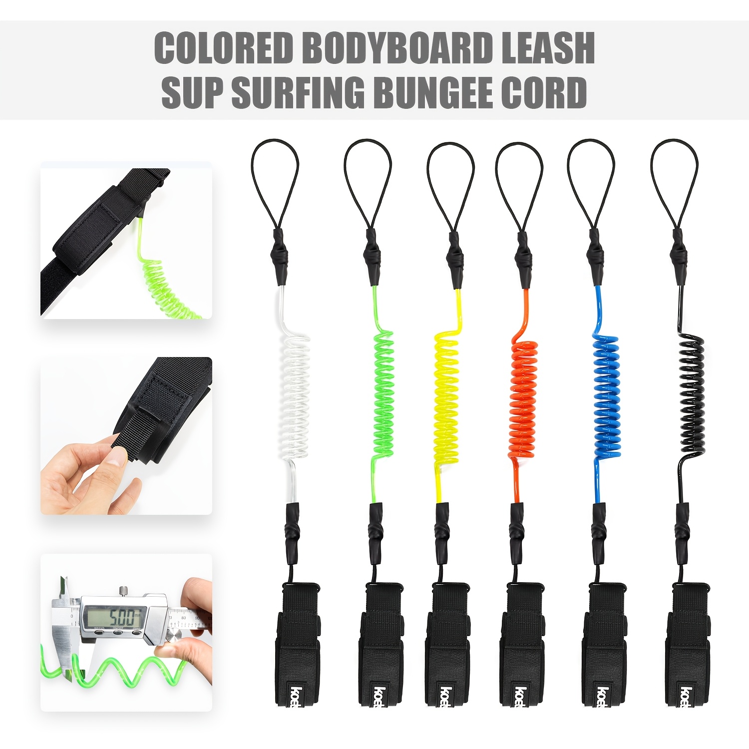 KOETSU ボディボードリーシュ、5mm TPU コイル状 - Stand Up Paddle Leash のレビューと価格